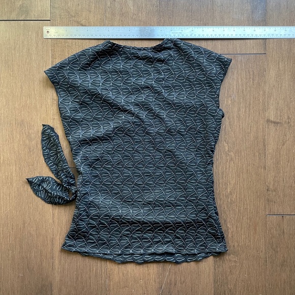 Black Lace trim Dress.top with waist tie Vintage - Picture 3 of 7